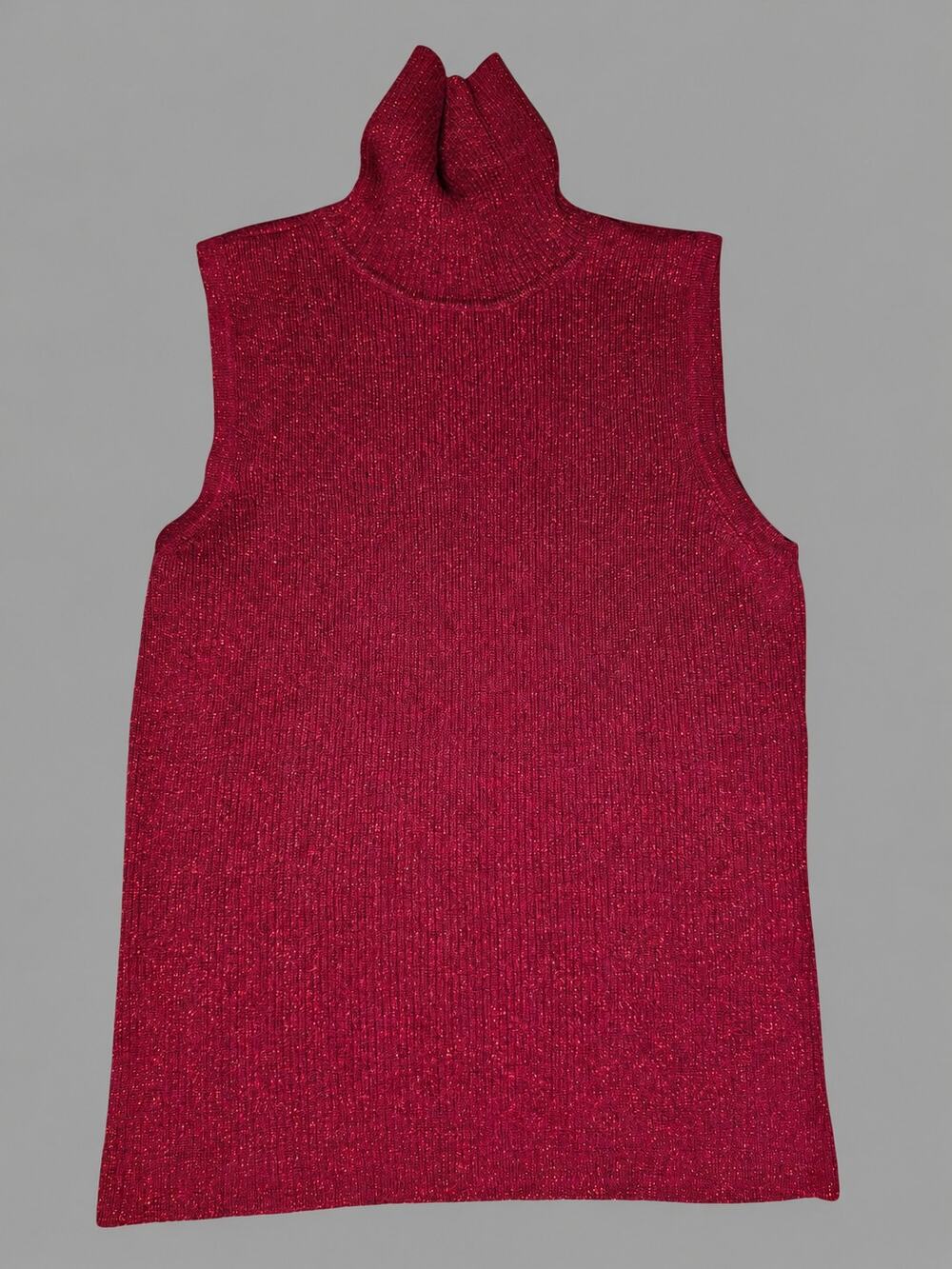 Emma James Liz Claiborne Metallic Red Sleeveless Turtleneck Sweater M